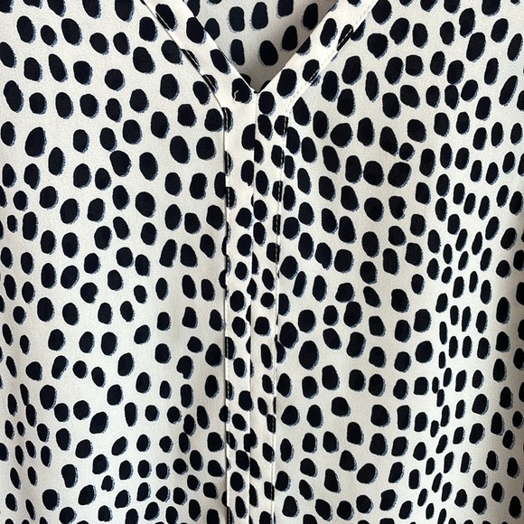 J. Crew Factory Long Sleeve Printed Blouse - White, Navy, Blue - Picture 6 of 6